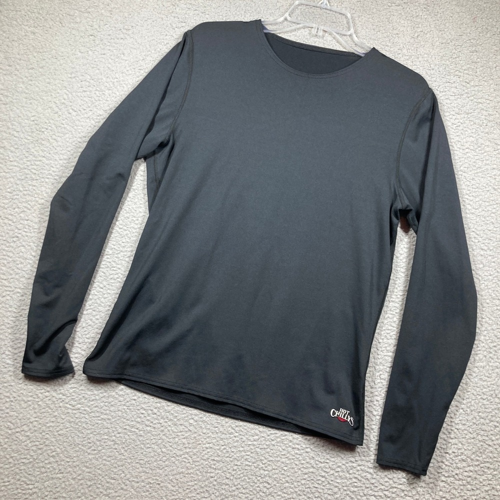 Hot Chillys Base‎ Layer Top Mens Large Black Long Sleeve Thermal HC9909 USA Made